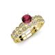 3 - Siena Rhodolite Garnet and Diamond Marquise and Dot Bridal Set Ring 