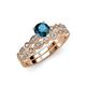 3 - Siena Blue and White Diamond Marquise and Dot Bridal Set Ring 