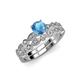 3 - Siena Blue Topaz and Diamond Marquise and Dot Bridal Set Ring 