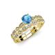 3 - Siena Blue Topaz and Diamond Marquise and Dot Bridal Set Ring 