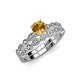 3 - Siena Citrine and Diamond Marquise and Dot Bridal Set Ring 