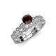 3 - Siena Red Garnet and Diamond Marquise and Dot Bridal Set Ring 