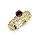 3 - Siena Red Garnet and Diamond Marquise and Dot Bridal Set Ring 