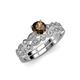 3 - Siena Smoky Quartz and Diamond Marquise and Dot Bridal Set Ring 