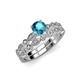 3 - Siena London Blue Topaz and Diamond Marquise and Dot Bridal Set Ring 