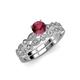 3 - Siena Rhodolite Garnet and Diamond Marquise and Dot Bridal Set Ring 