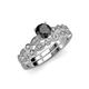 3 - Siena Black and White Diamond Marquise and Dot Bridal Set Ring 