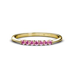 Reina Pink Sapphire Stone Wedding Band Pink Sapphire Stone Womens Wedding Band Stackable ctw K Yellow Gold