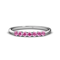 Reina Pink Sapphire Stone Wedding Band Pink Sapphire Stone Womens Wedding Band Stackable ctw K White Gold
