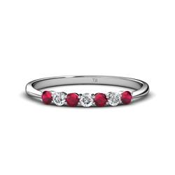 Reina Ruby and Diamond Stone Wedding Band Ruby and Diamond Stone Womens Wedding Band Stackable ctw K White Gold