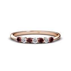 Reina Red Garnet and Diamond Stone Wedding Band Red Garnet and Diamond Stone Womens Wedding Band Stackable ctw K Rose Gold