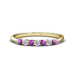 Reina Amethyst and Diamond Stone Wedding Band Amethyst and Diamond Stone Womens Wedding Band Stackable ctw K Yellow Gold