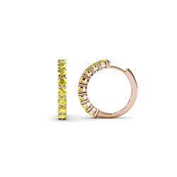 Raya Round Yellow Sapphire Hoop Earrings Round Yellow Sapphire ctw Womens Hoop Earrings K Rose Gold