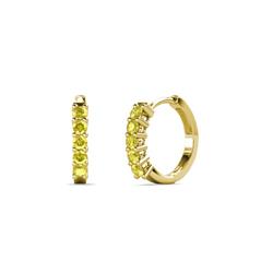 Aricia Petite ctw Yellow Sapphire Hoop Earrings ctw Yellow Sapphire Women Hoop Earrings using prong setting in K Yellow Gold