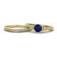 1 - Freya 6.00 mm Blue Sapphire and Diamond Butterfly Bridal Set Ring 