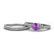 1 - Freya 6.50 mm Amethyst and Diamond Butterfly Bridal Set Ring 