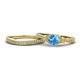 1 - Freya 6.50 mm Blue Topaz and Diamond Butterfly Bridal Set Ring 