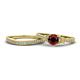 1 - Freya 6.50 mm Red Garnet and Diamond Butterfly Bridal Set Ring 