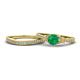 1 - Freya 6.00 mm Emerald and Diamond Butterfly Bridal Set Ring 