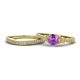 1 - Freya 6.50 mm Amethyst and Diamond Butterfly Bridal Set Ring 