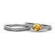 1 - Freya 6.50 mm Citrine and Diamond Butterfly Bridal Set Ring 