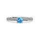 2 - Evika 1.38 ctw Blue Topaz (6.50 mm) Accented Natural Diamonds Bridal Set Ring  