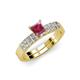 4 - Fenice Rhodolite Garnet and Diamond Bridal Set Ring 