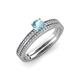 1 - Evika 1.30 ctw Aquamarine (6.50 mm) Accented Natural Diamonds Bridal Set Ring  