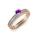 1 - Evika 1.30 ctw Amethyst (6.50 mm) Accented Natural Diamonds Bridal Set Ring  