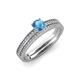 1 - Evika 1.38 ctw Blue Topaz (6.50 mm) Accented Natural Diamonds Bridal Set Ring  