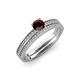 1 - Evika 1.48 ctw Red Garnet (6.50 mm) Accented Natural Diamonds Bridal Set Ring  