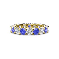 Laida Tanzanite and Diamond Eternity Band Tanzanite and Diamond ctw Womens Eternity Ring Stackable K Yellow Gold