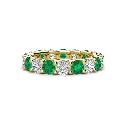 Laida Emerald and Diamond Eternity Band Emerald and Diamond ctw Womens Eternity Ring Stackable K Yellow Gold