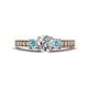 1 - Valene Diamond and Aquamarine Three Stone Engagement Ring 