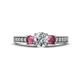 1 - Valene Diamond and Pink Tourmaline Three Stone Engagement Ring 