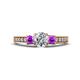 1 - Valene Diamond and Amethyst Three Stone Engagement Ring 