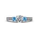 1 - Valene Diamond and Blue Topaz Three Stone Engagement Ring 