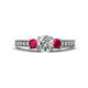 1 - Valene Diamond and Ruby Three Stone Engagement Ring 