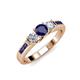 3 - Jamille Blue Sapphire and Diamond Three Stone with Side Blue Sapphire Ring 