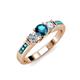 3 - Jamille London Blue Topaz and Diamond Three Stone with Side London Blue Topaz Ring 