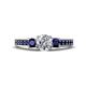 1 - Valene Diamond and Blue Sapphire Three Stone with Side Blue Sapphire Ring 