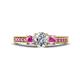 1 - Valene Diamond and Pink Sapphire Three Stone with Side Pink Sapphire Ring 
