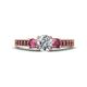 1 - Valene Diamond and Pink Tourmaline Three Stone with Side Pink Tourmaline Ring 