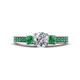 1 - Valene Diamond and Emerald Three Stone with Side Emerald Ring 