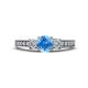 1 - Valene Blue Topaz and Diamond Three Stone Engagement Ring 