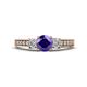 1 - Valene Iolite and Diamond Three Stone Engagement Ring 