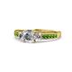 1 - Dzeni Diamond Three Stone with Side Green Garnet Ring 