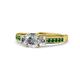 1 - Dzeni Diamond Three Stone with Side Emerald Ring 