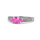 1 - Dzeni Pink Sapphire Three Stone with Side Diamond Ring 