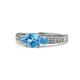 1 - Dzeni Blue Topaz Three Stone with Side Diamond Ring 
